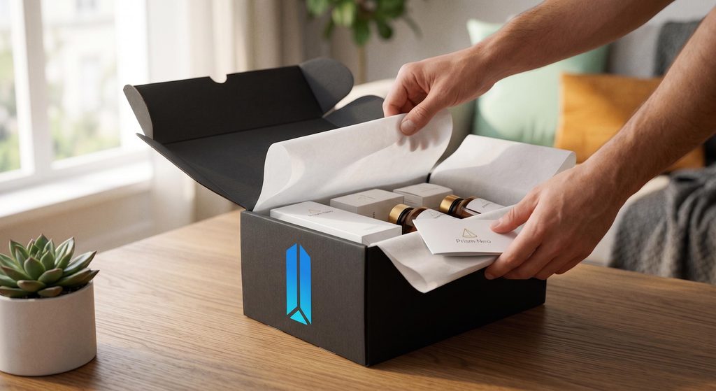 Client déballant un colis premium illustrant une stratégie réussie de fidélisation client e-commerce