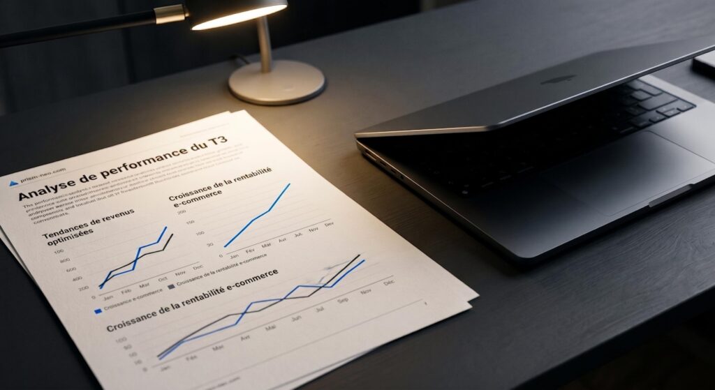 Graphique de croissance financière montrant l'évolution positive de la rentabilité e-commerce