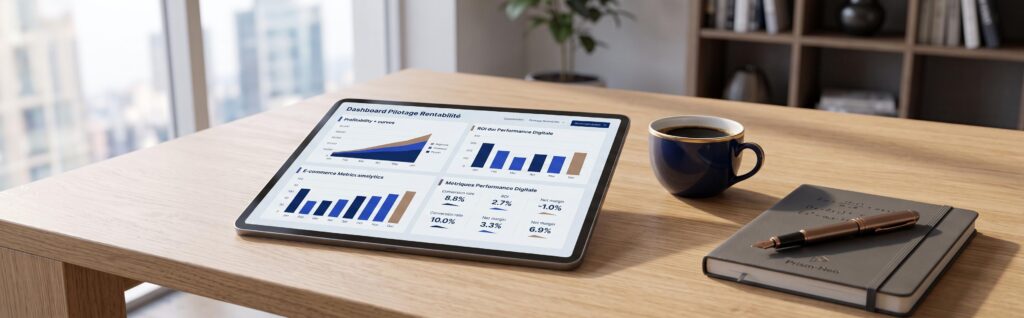 Tableau de bord analytique de rentabilité e-commerce
