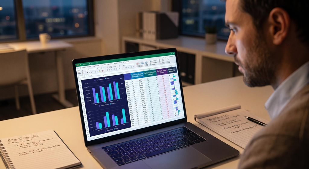 Analyseur examinant les écarts de stocks et de marges entre le site e-commerce et les caisses physiques