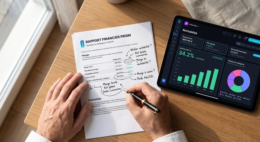 Analyse des indicateurs de marge et rentabilité pour un site e-commerce.
