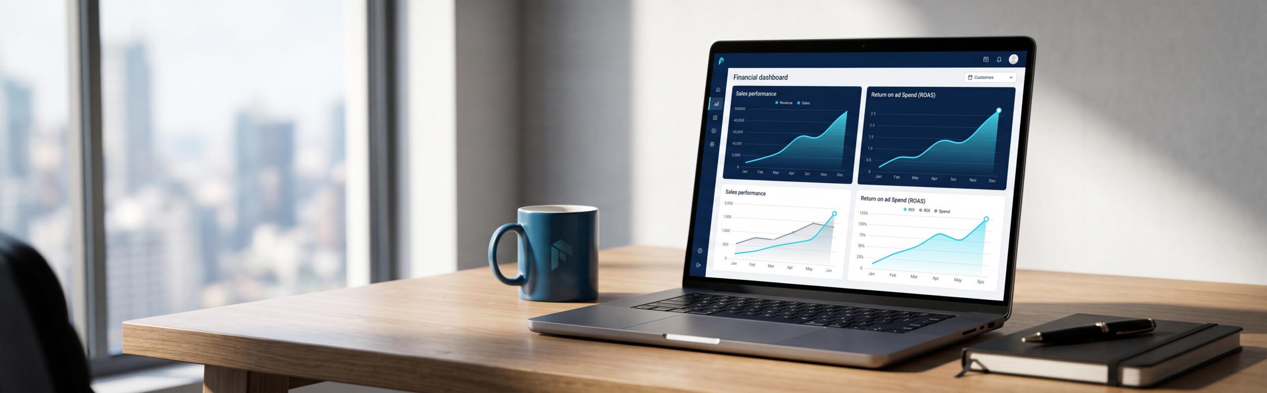 Graphique d'analyse de performance publicitaire illustrant le calcul ROAS et la rentabilité