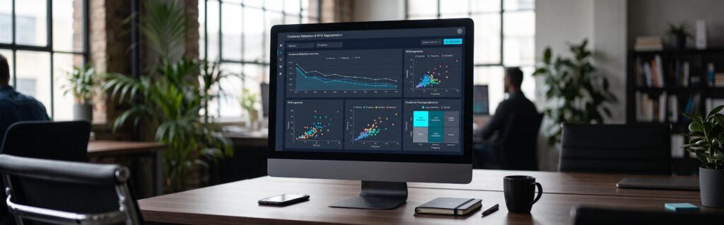 Tableau de bord analytique affichant les segments RFM pour prédire un réachat client