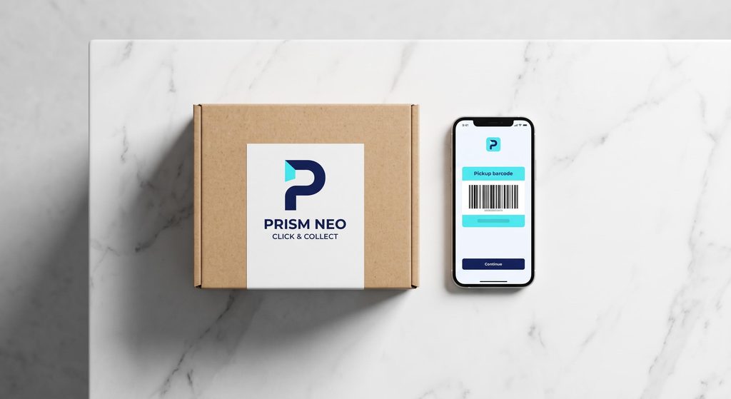 Comptoir de click and collect illustrant le comportement d'achat cross-canal