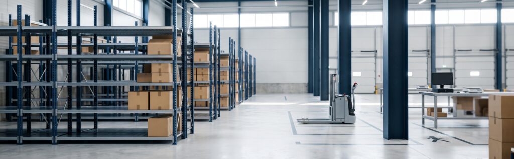 Gestion d'entrepôt moderne optimisée en flux tendu pour l'e-commerce