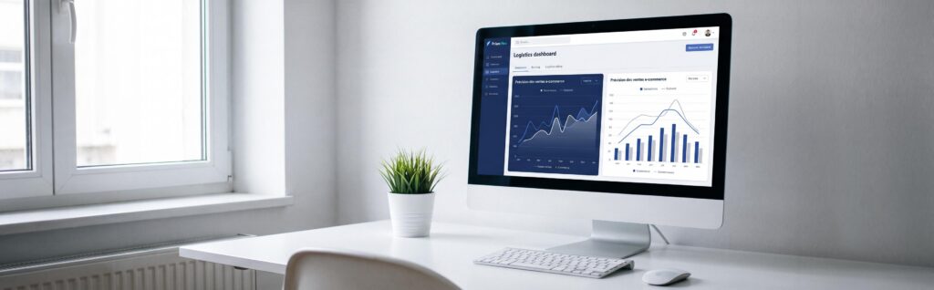Tableau de bord logistique affichant la prévision des ventes e commerce et la saisonnalité des stocks