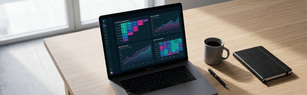 Analyse de la retention et du repeat business e-commerce sur un tableau de bord analytique.