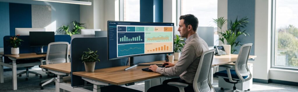 Tableau de bord affichant les performances de retail media e-commerce sur un écran professionnel