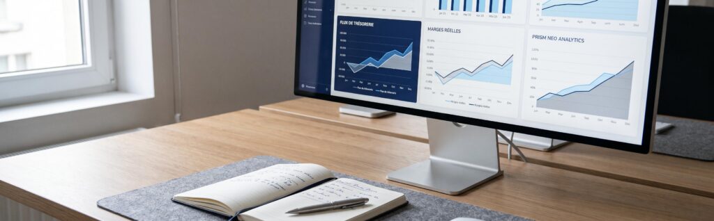 Tableau de bord affichant le suivi trésorerie boutique en ligne et les marges réelles