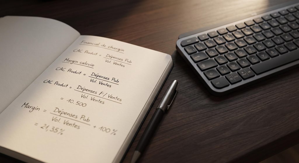 Calculs de ventilation des coûts d'acquisition et marges sur carnet de notes