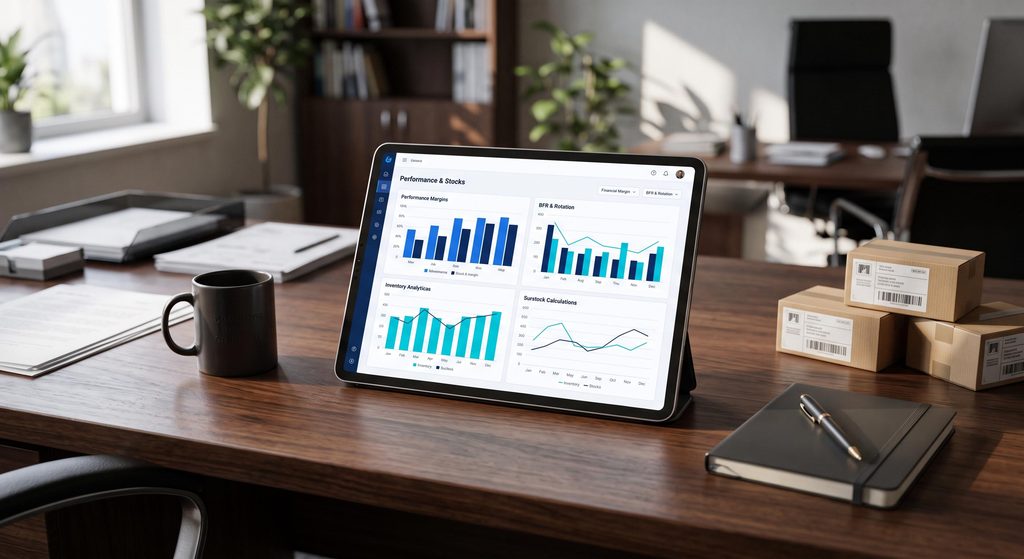 Analyse de la rotation et du surstockage e-commerce sur un écran de contrôle